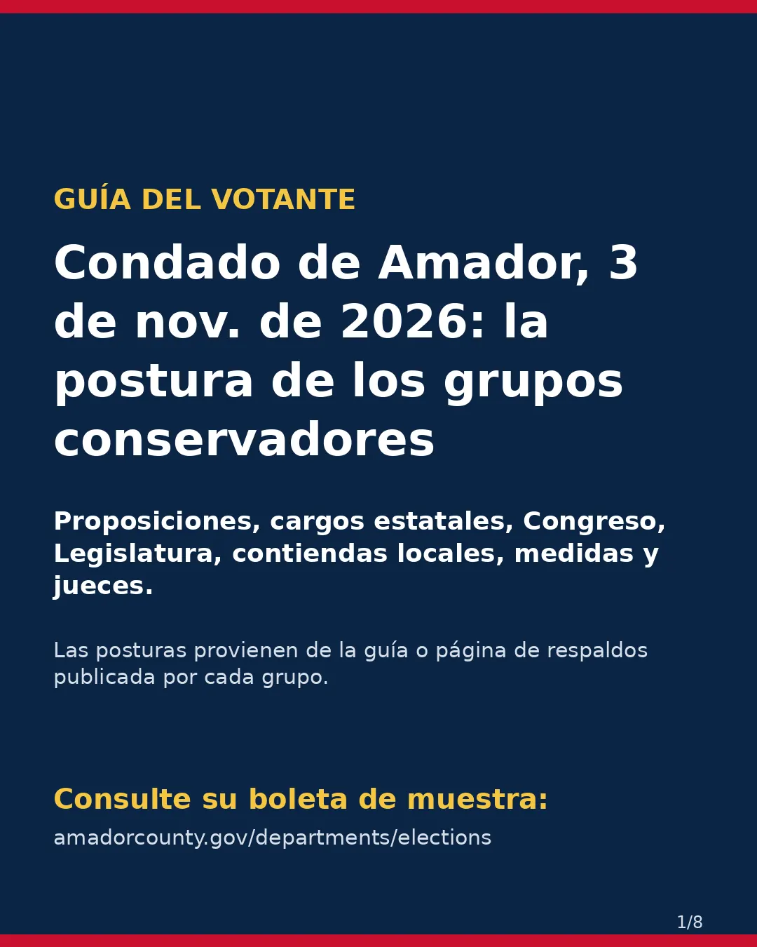 Condado de Amador, 3 de noviembre de 2026: la postura de los grupos conservadores sobre su boleta. (1/8)