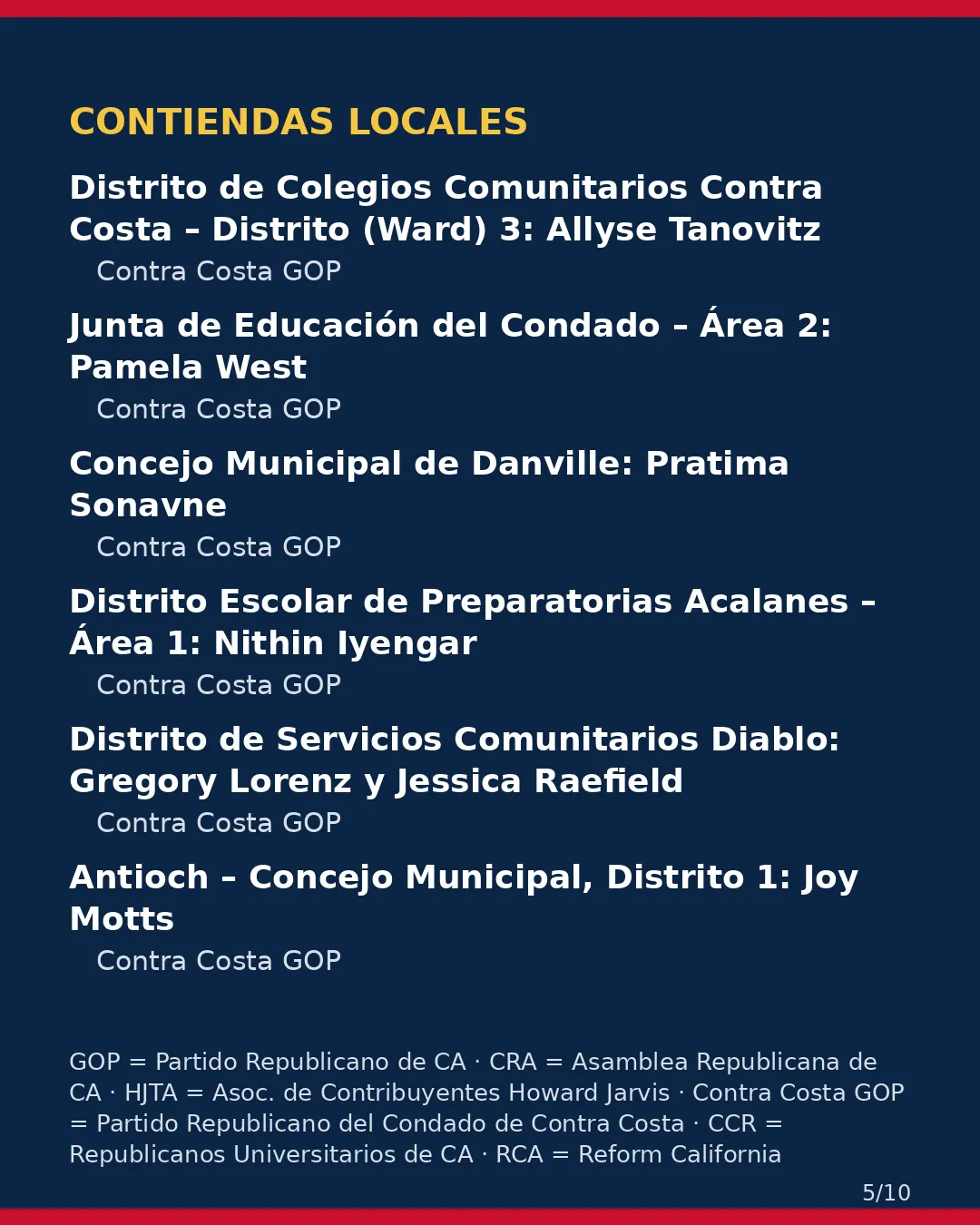 Condado de Contra Costa, 3 de noviembre de 2026: la postura de los grupos conservadores sobre su boleta. (5/10)