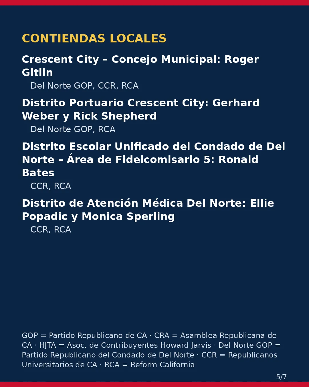 Condado de Del Norte, 3 de noviembre de 2026: la postura de los grupos conservadores sobre su boleta. (5/7)