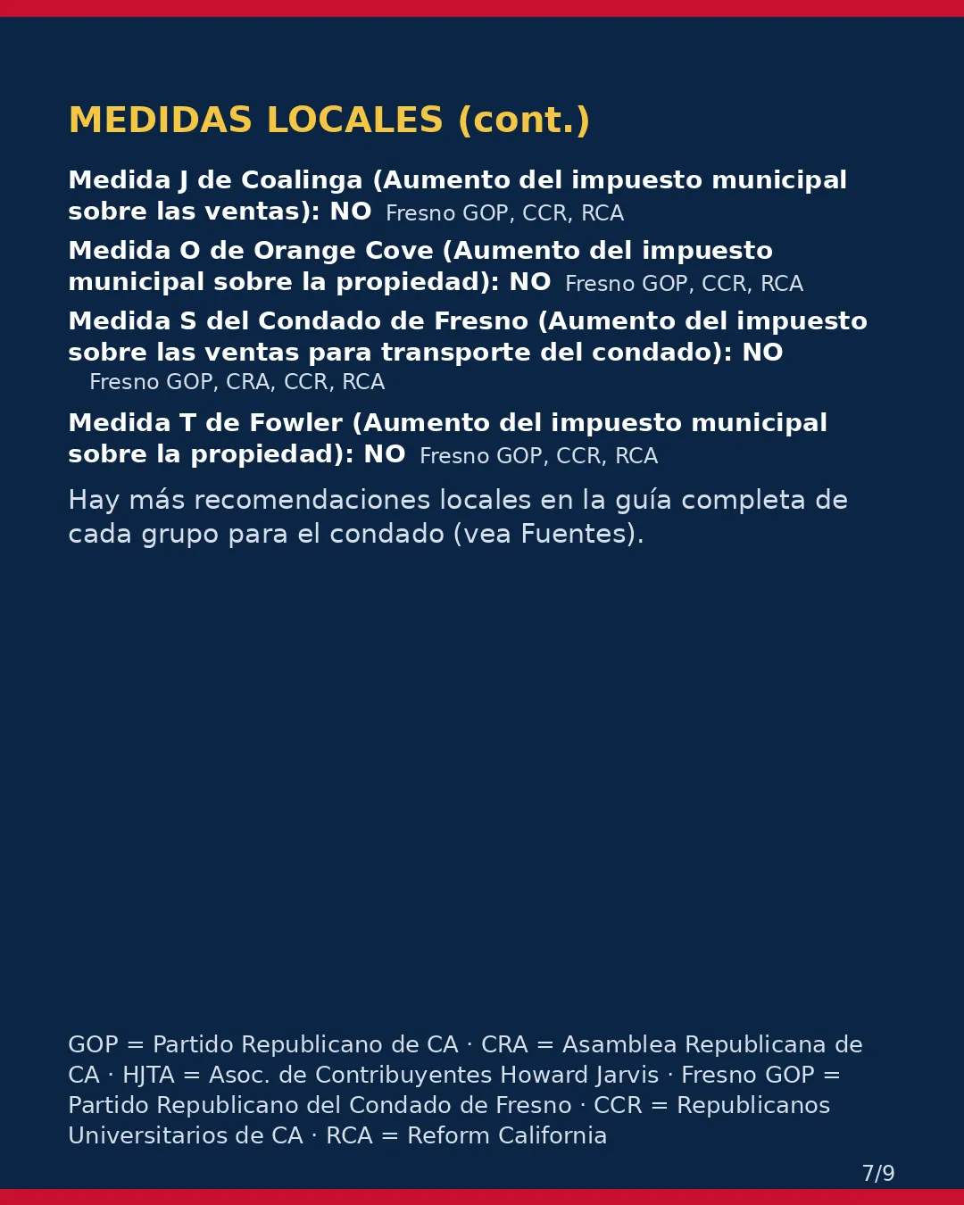 Condado de Fresno, 3 de noviembre de 2026: la postura de los grupos conservadores sobre su boleta. (7/9)