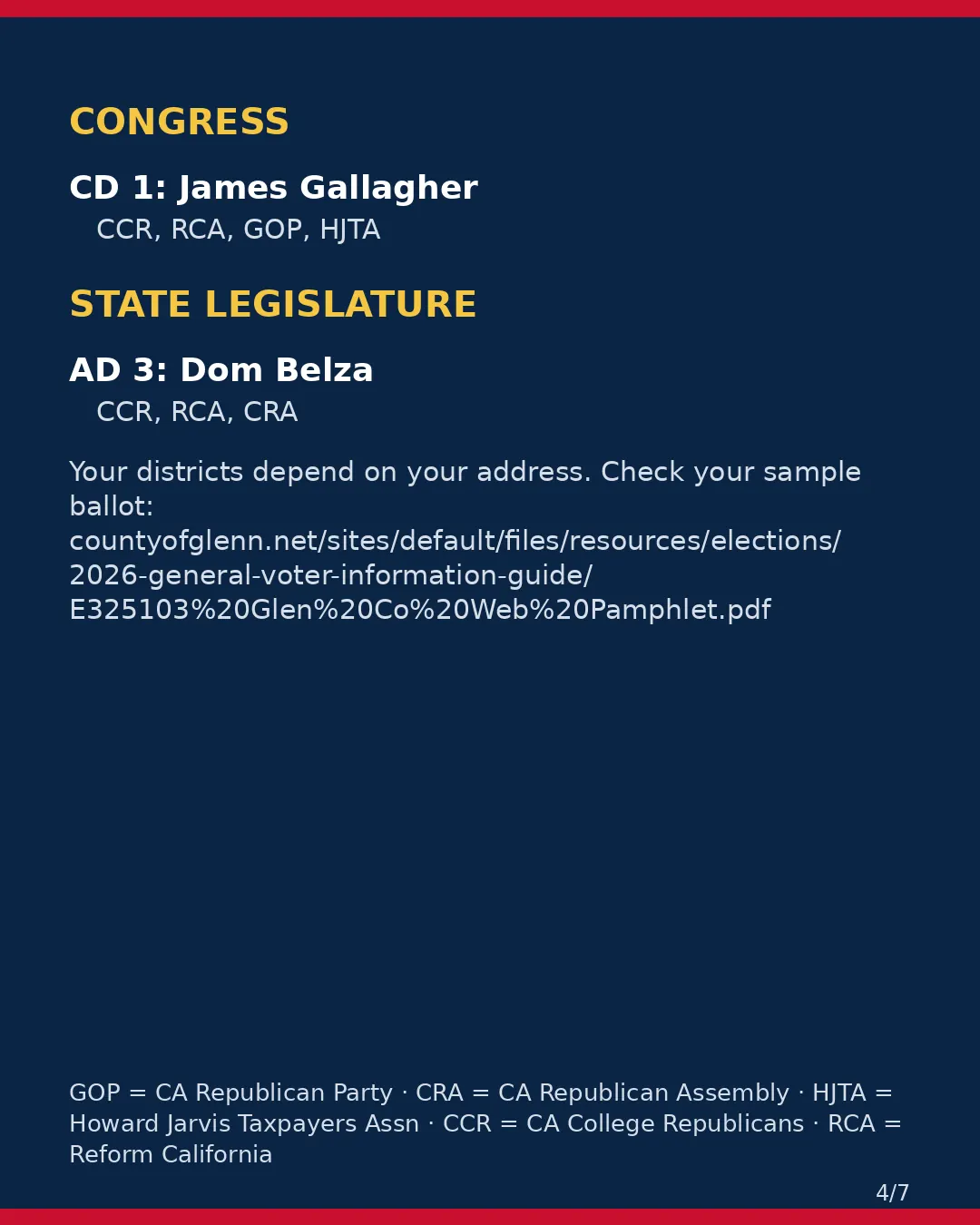 Glenn County, Nov 3, 2026: where conservative groups stand on your ballot. (4/7)