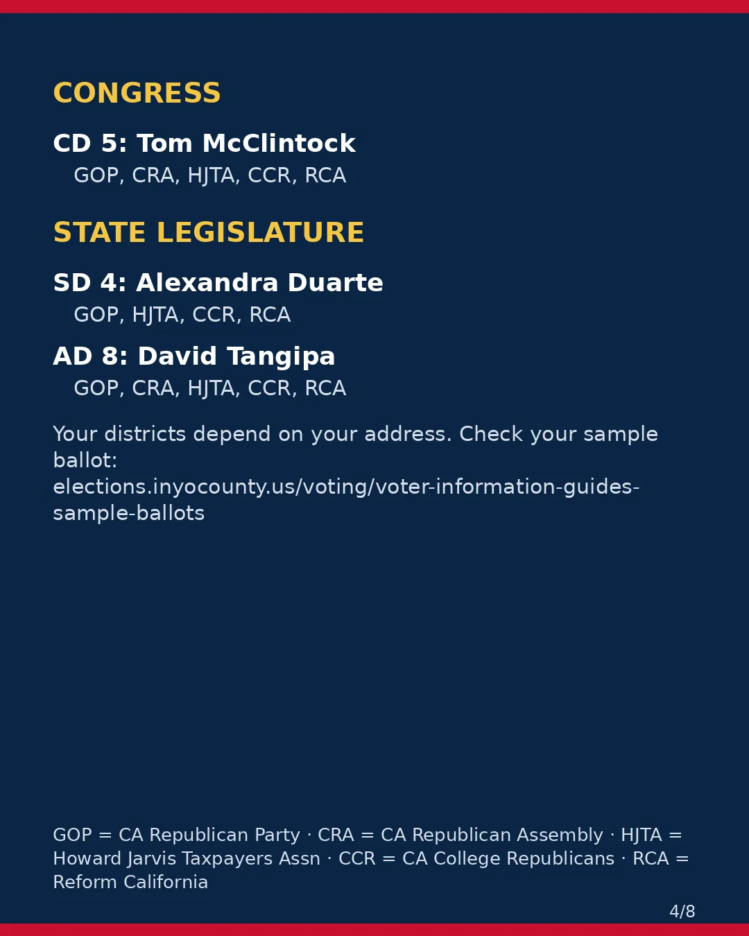 Inyo County, Nov 3, 2026: where conservative groups stand on your ballot. (4/8)