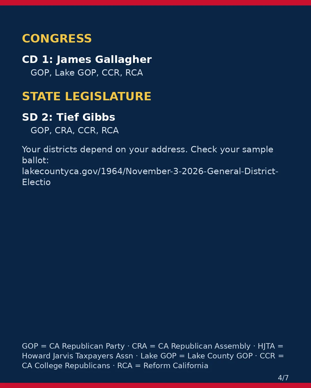Lake County, Nov 3, 2026: where conservative groups stand on your ballot. (4/7)
