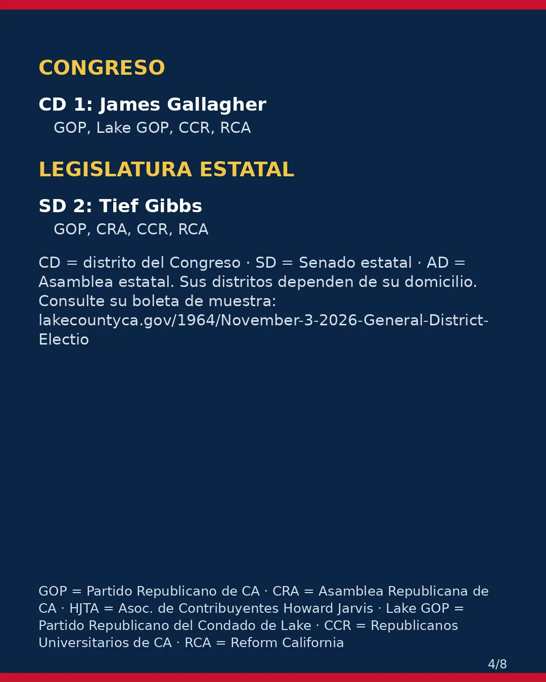 Condado de Lake, 3 de noviembre de 2026: la postura de los grupos conservadores sobre su boleta. (4/8)