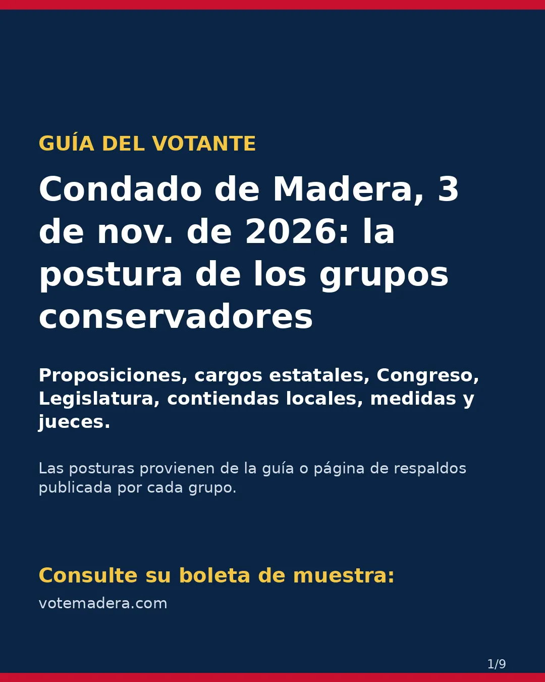 Condado de Madera, 3 de noviembre de 2026: la postura de los grupos conservadores sobre su boleta. (1/9)