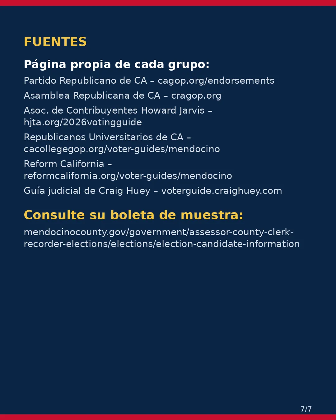 Condado de Mendocino, 3 de noviembre de 2026: la postura de los grupos conservadores sobre su boleta. (7/7)