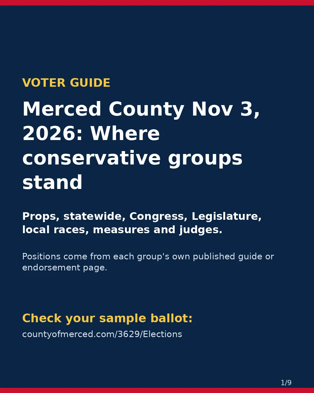 Merced County, Nov 3, 2026: where conservative groups stand on your ballot. (1/9)