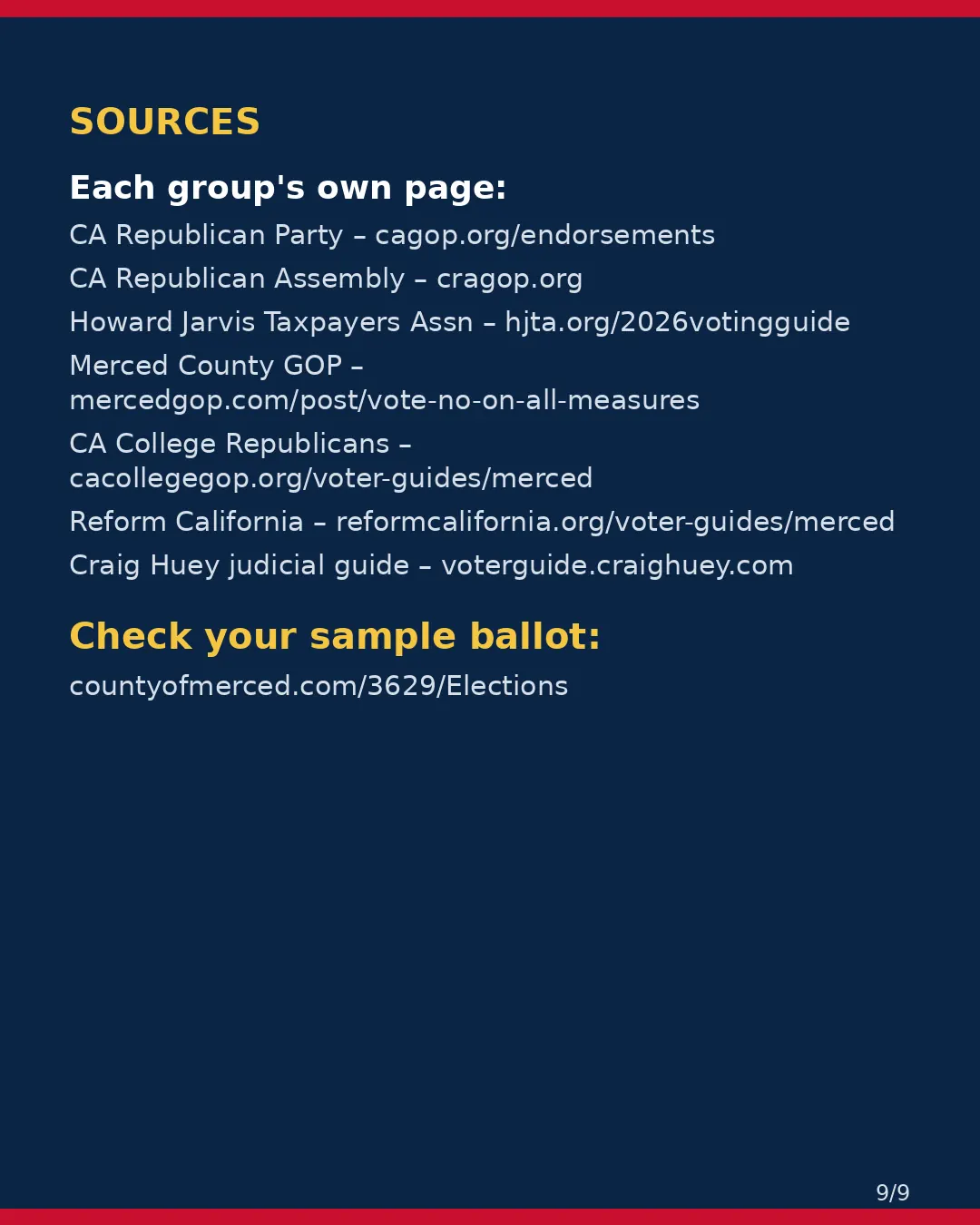 Merced County, Nov 3, 2026: where conservative groups stand on your ballot. (9/9)