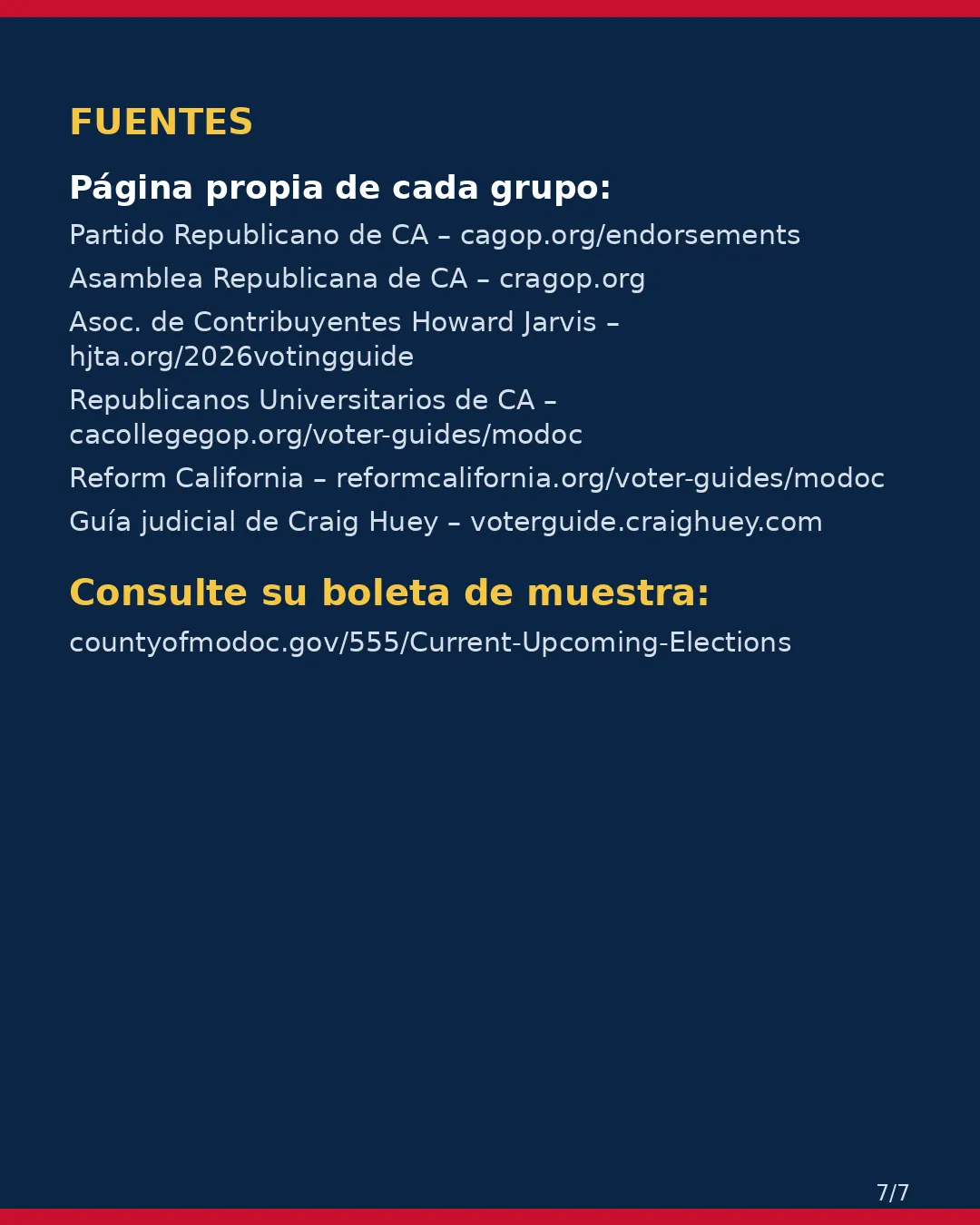 Condado de Modoc, 3 de noviembre de 2026: la postura de los grupos conservadores sobre su boleta. (7/7)