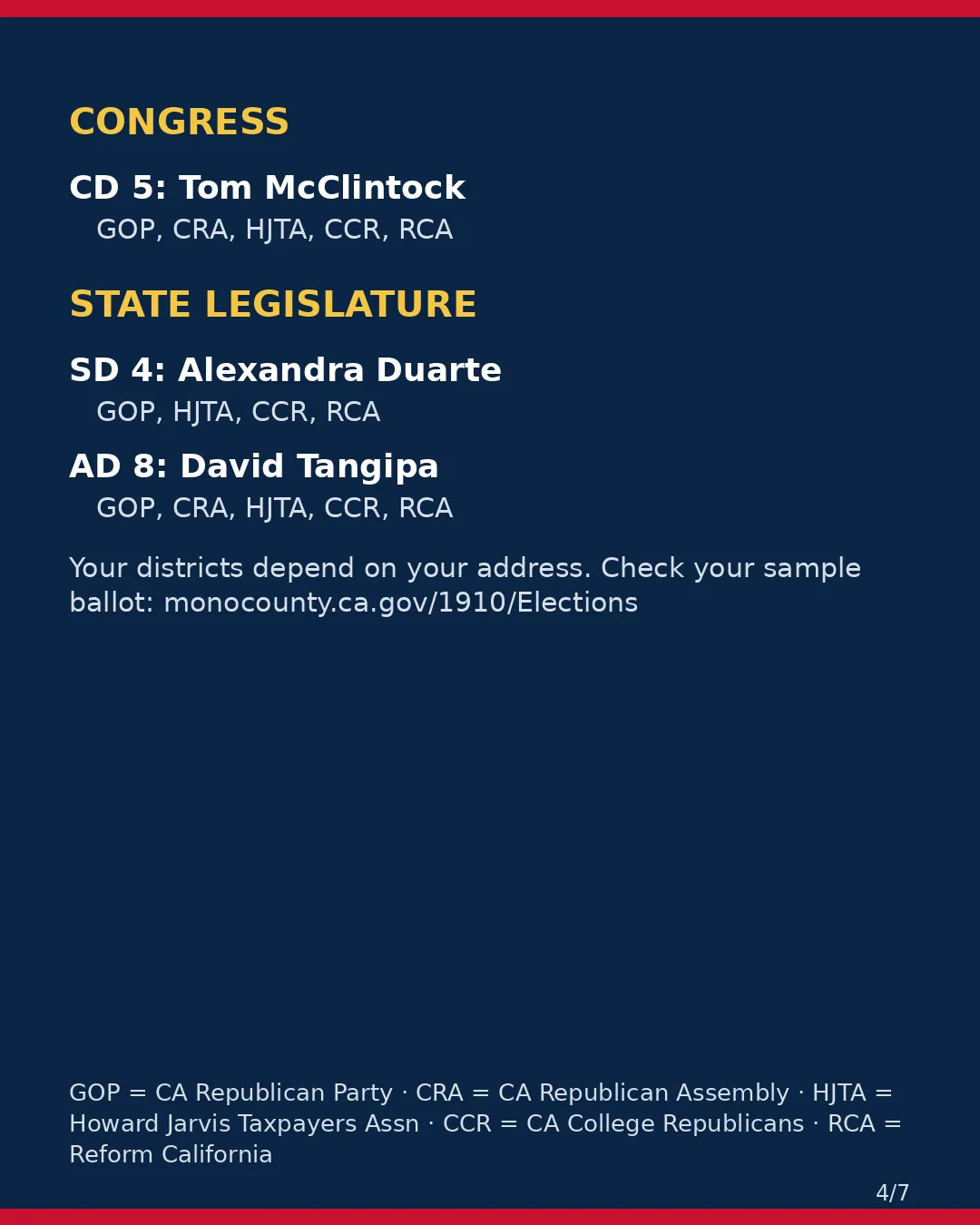 Mono County, Nov 3, 2026: where conservative groups stand on your ballot. (4/7)