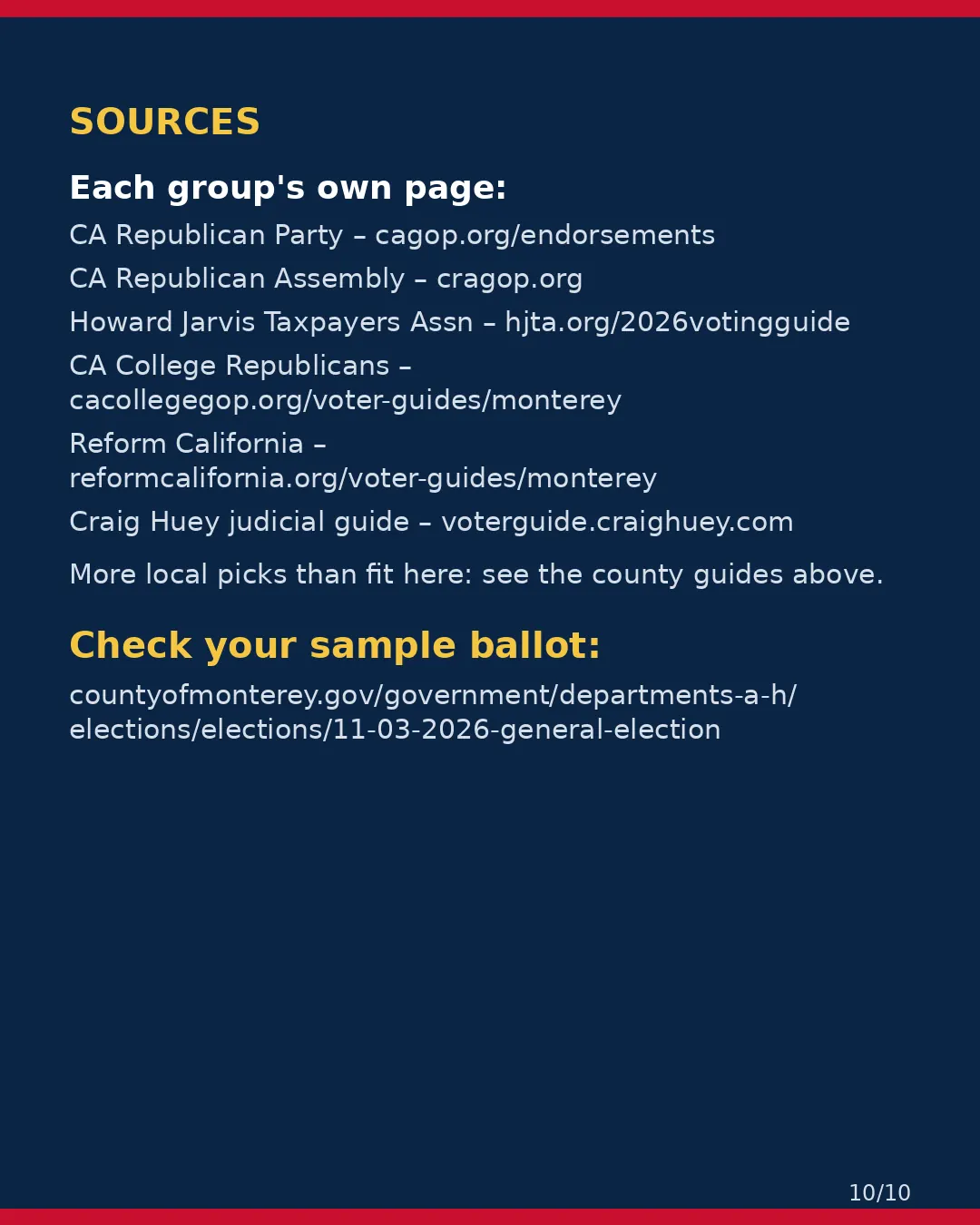 Monterey County, Nov 3, 2026: where conservative groups stand on your ballot. (10/10)