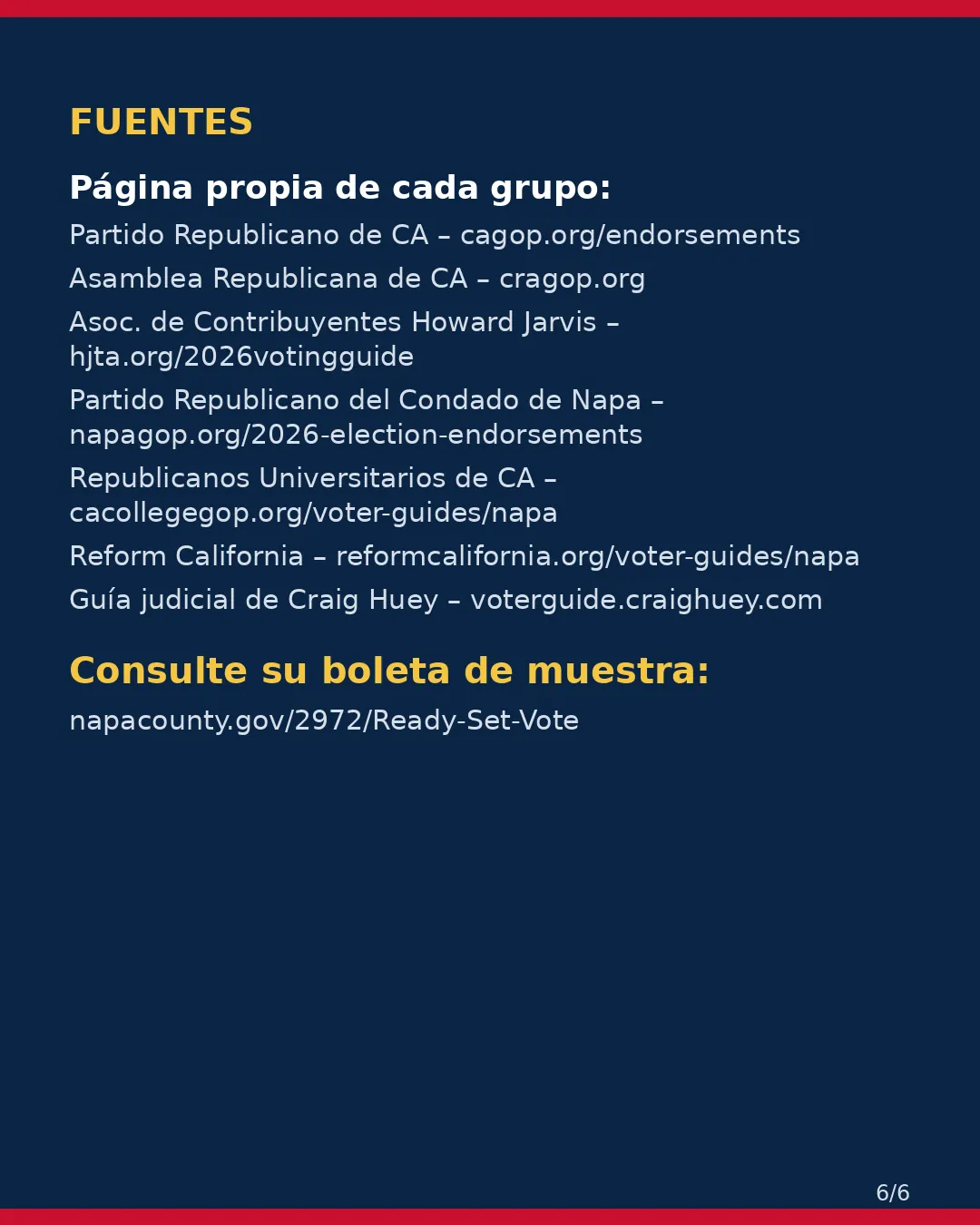 Condado de Napa, 3 de noviembre de 2026: la postura de los grupos conservadores sobre su boleta. (6/6)