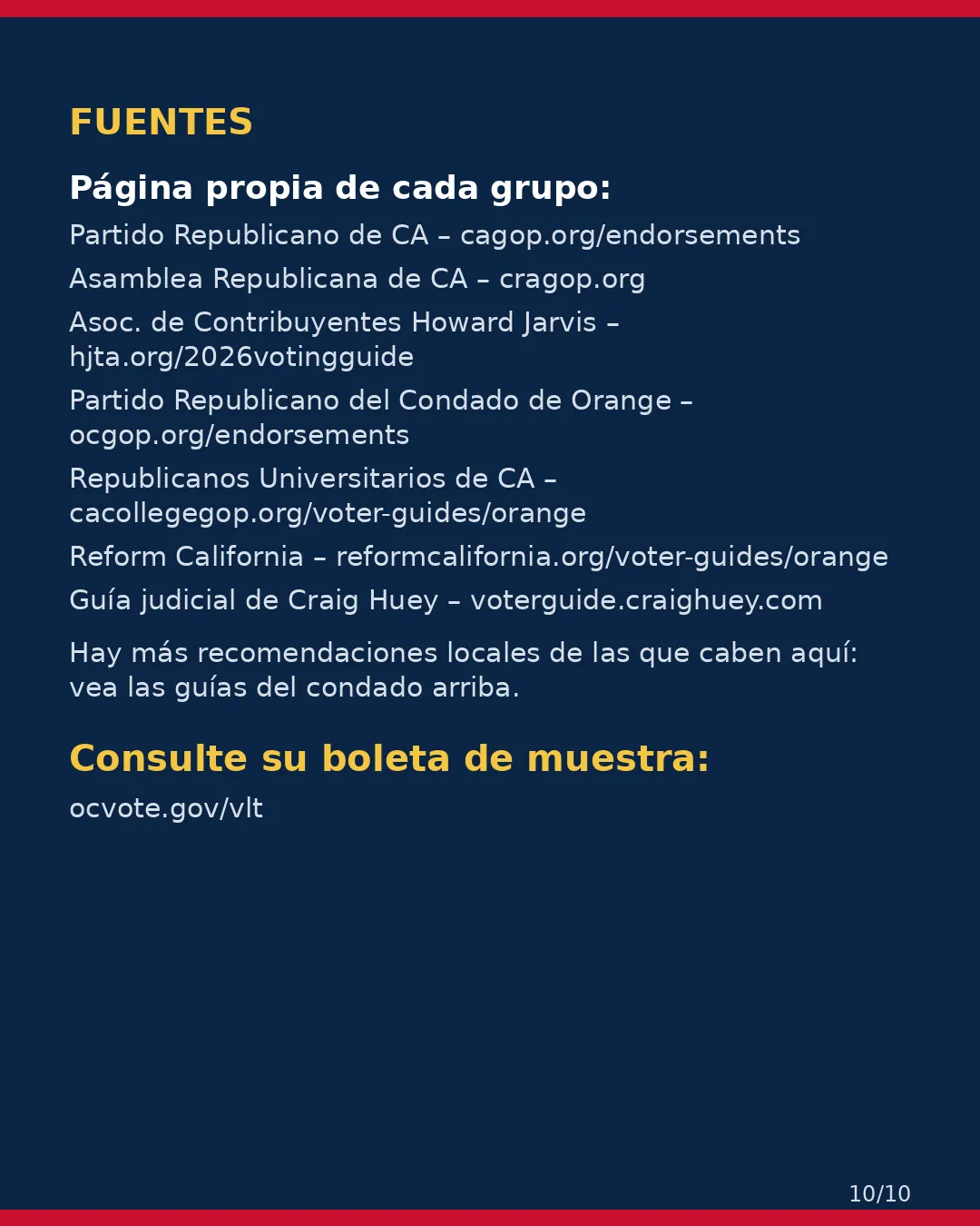 Condado de Orange, 3 de noviembre de 2026: la postura de los grupos conservadores sobre su boleta. (10/10)