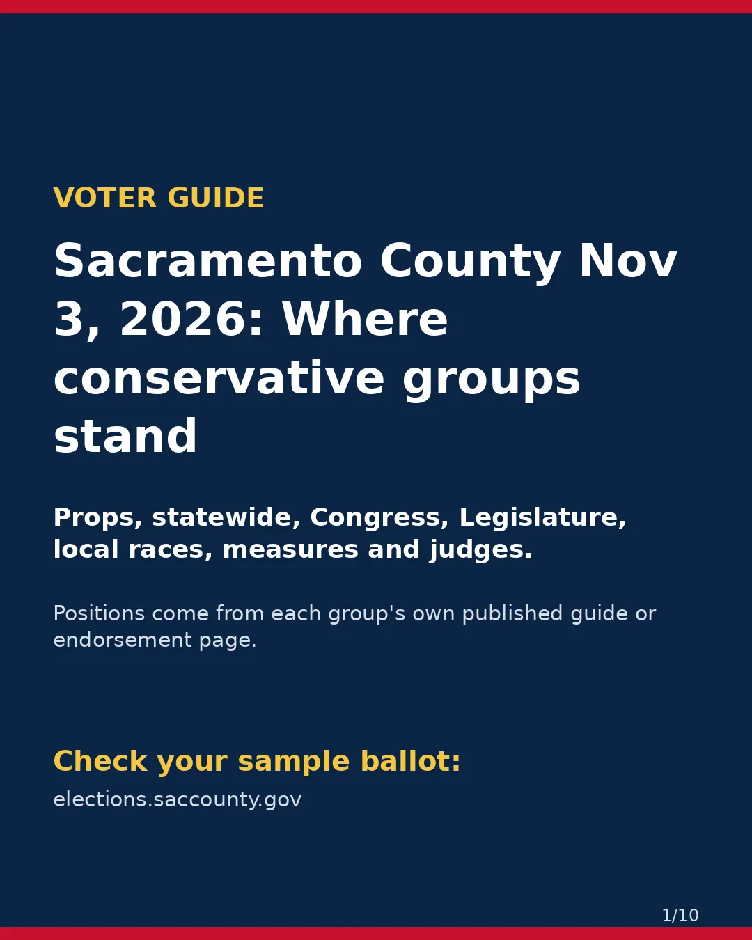 Sacramento County, Nov 3, 2026: where conservative groups stand on your ballot. (1/10)
