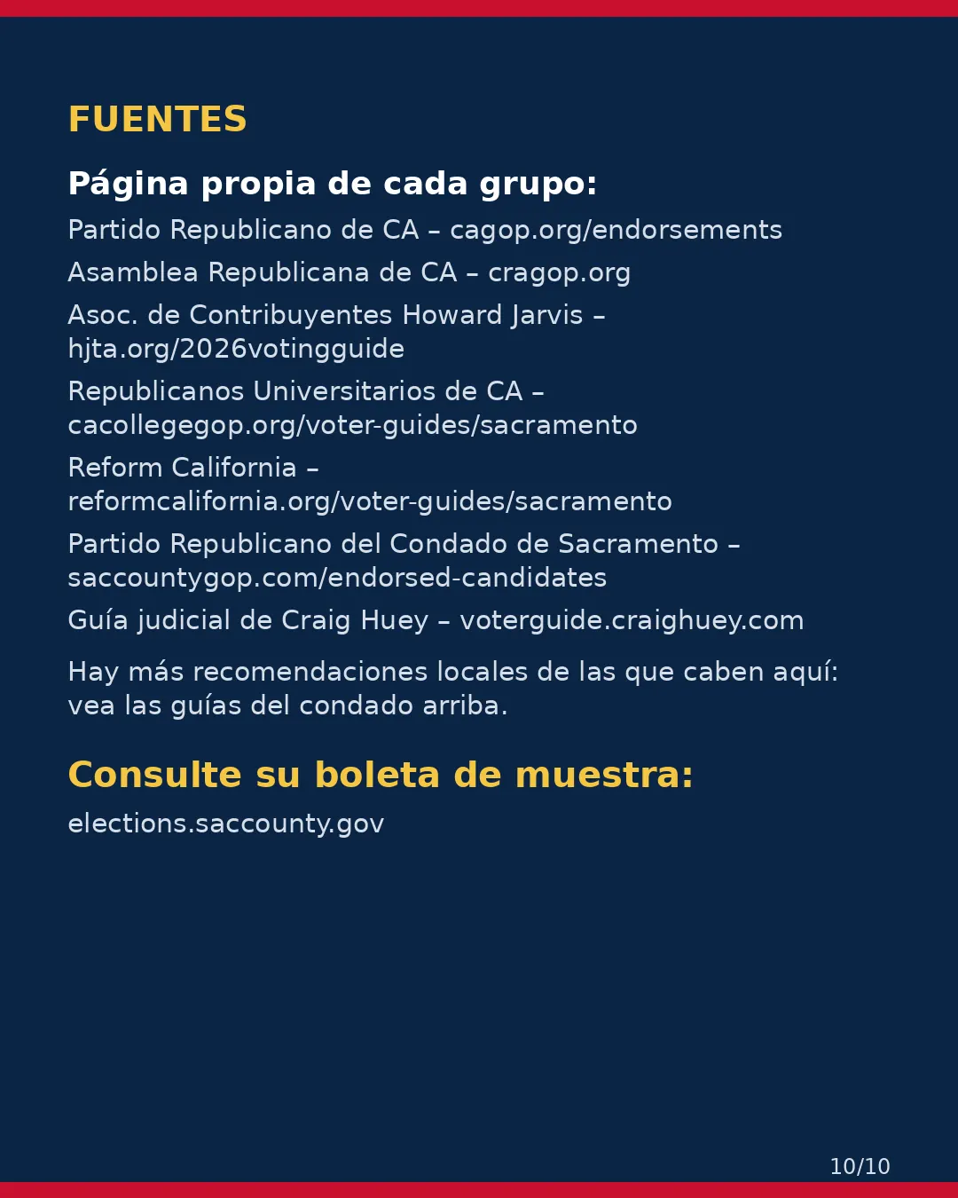 Condado de Sacramento, 3 de noviembre de 2026: la postura de los grupos conservadores sobre su boleta. (10/10)