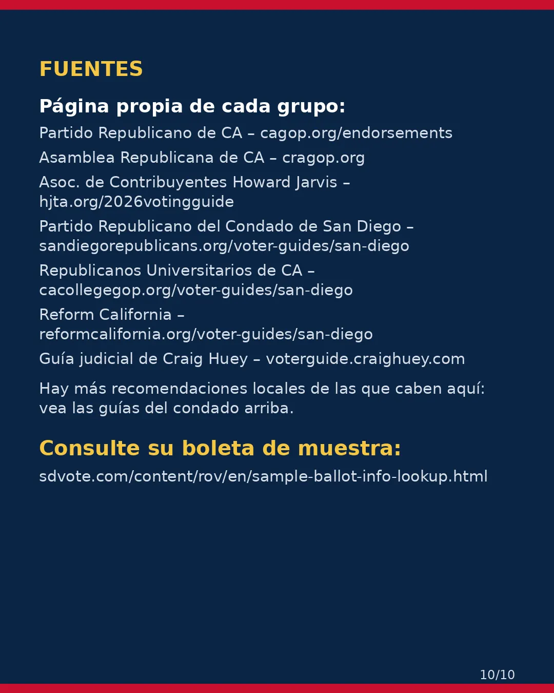Condado de San Diego, 3 de noviembre de 2026: la postura de los grupos conservadores sobre su boleta. (10/10)