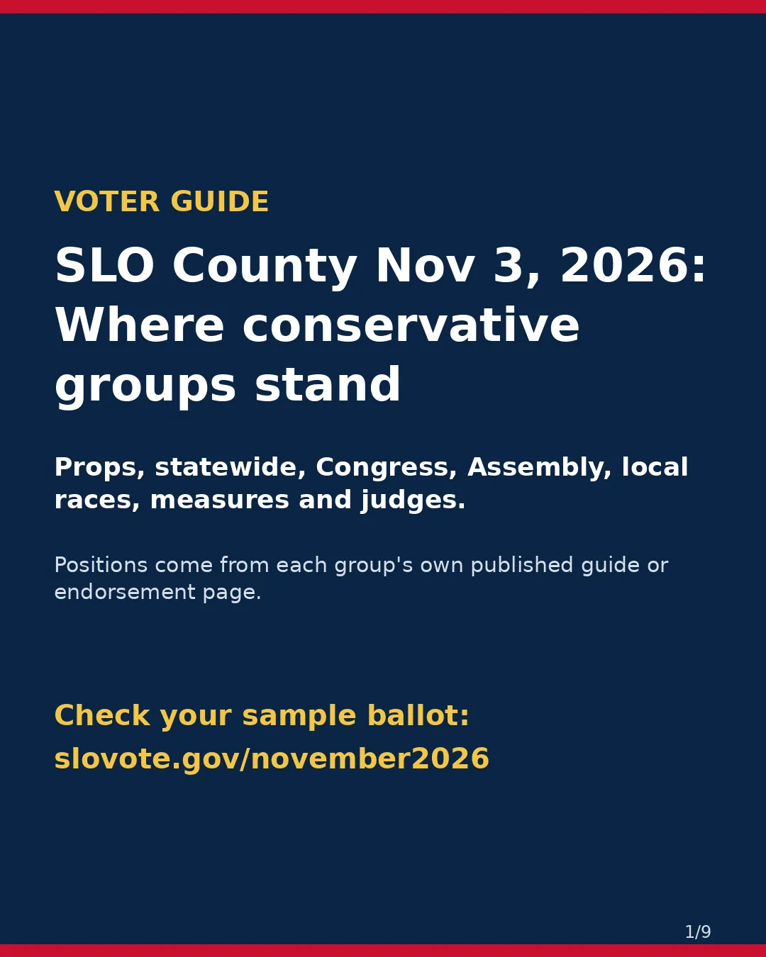 San Luis Obispo County, Nov 3, 2026: where conservative groups stand on your ballot. (1/9)