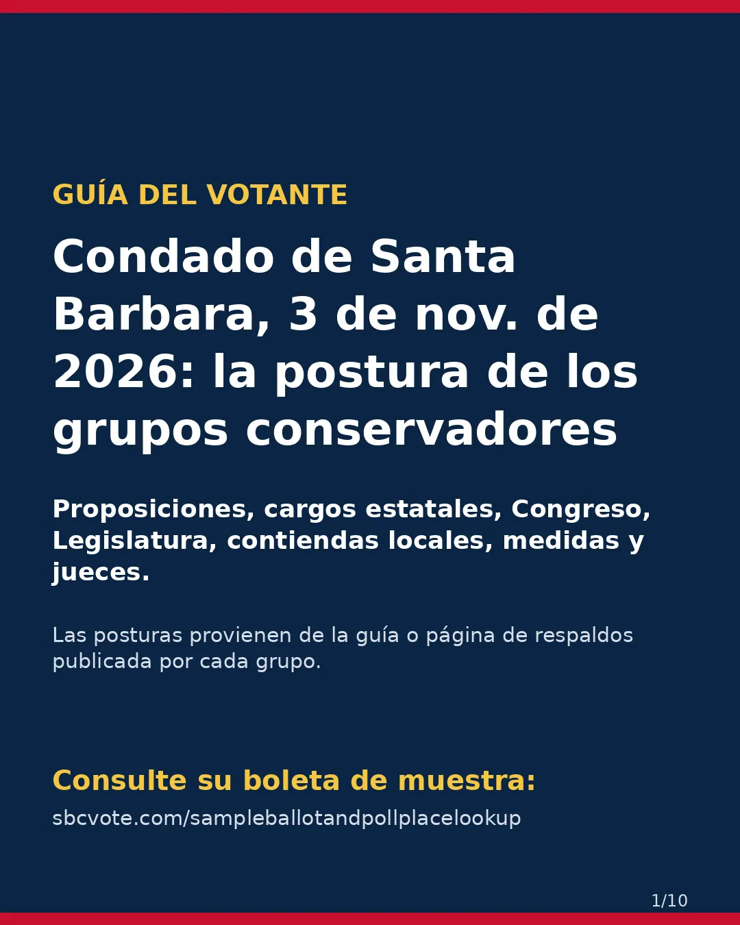 Condado de Santa Barbara, 3 de noviembre de 2026: la postura de los grupos conservadores sobre su boleta. (1/10)