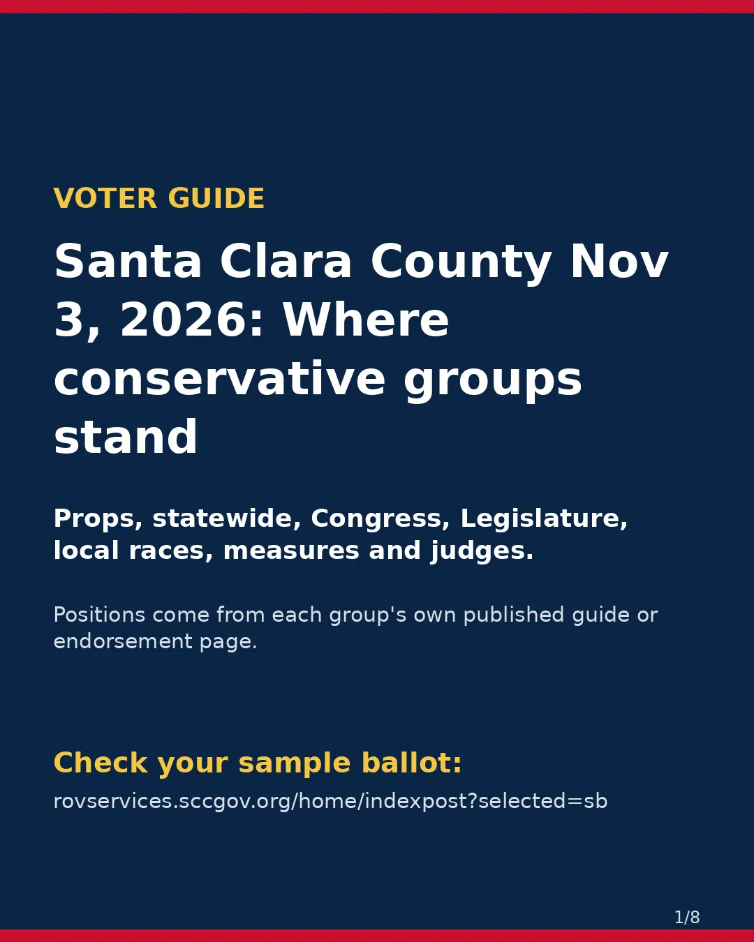Santa Clara County, Nov 3, 2026: where conservative groups stand on your ballot. (1/8)