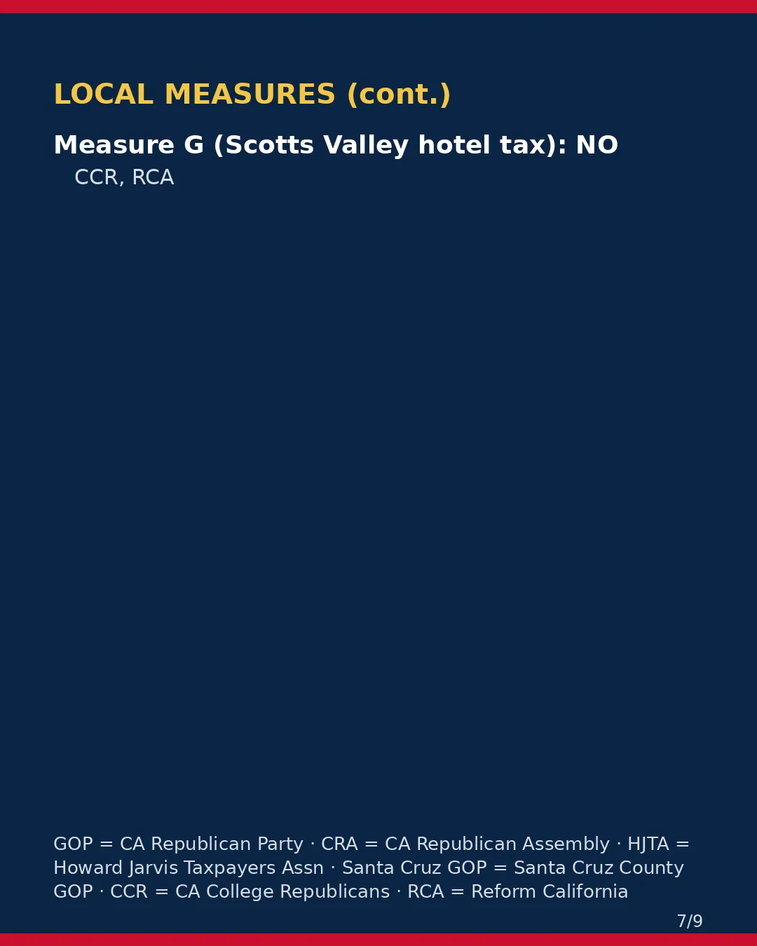 Santa Cruz County, Nov 3, 2026: where conservative groups stand on your ballot. (7/9)