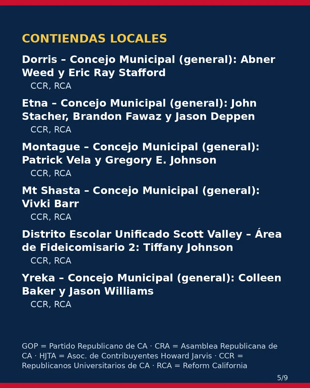 Condado de Siskiyou, 3 de noviembre de 2026: la postura de los grupos conservadores sobre su boleta. (5/9)