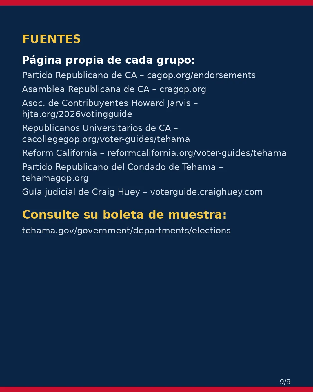 Condado de Tehama, 3 de noviembre de 2026: la postura de los grupos conservadores sobre su boleta. (9/9)