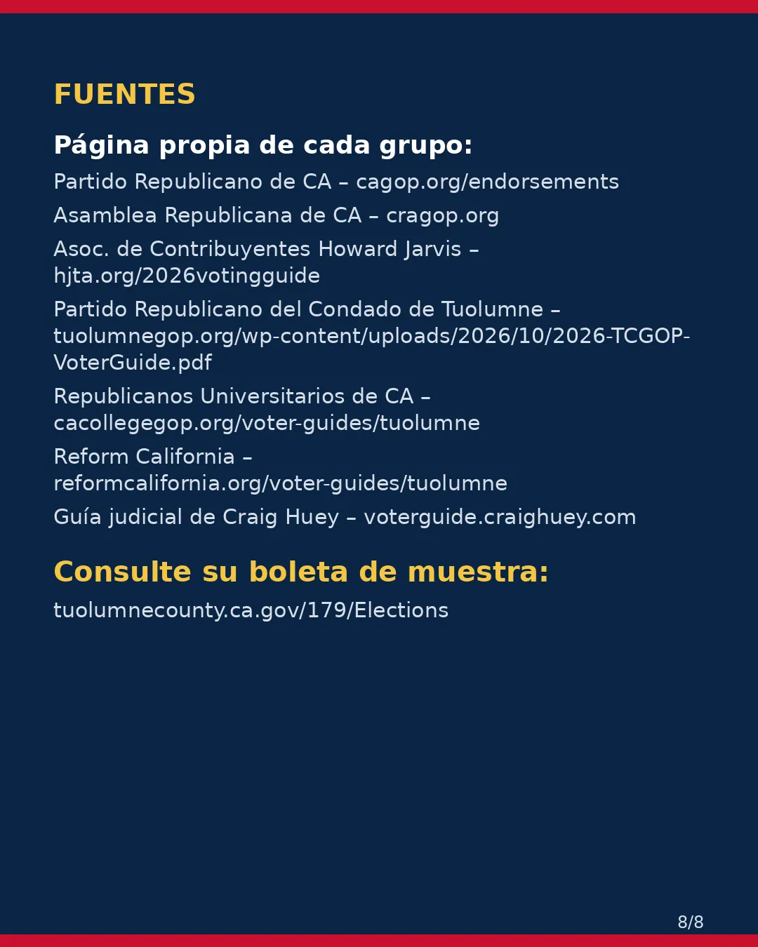 Condado de Tuolumne, 3 de noviembre de 2026: la postura de los grupos conservadores sobre su boleta. (8/8)