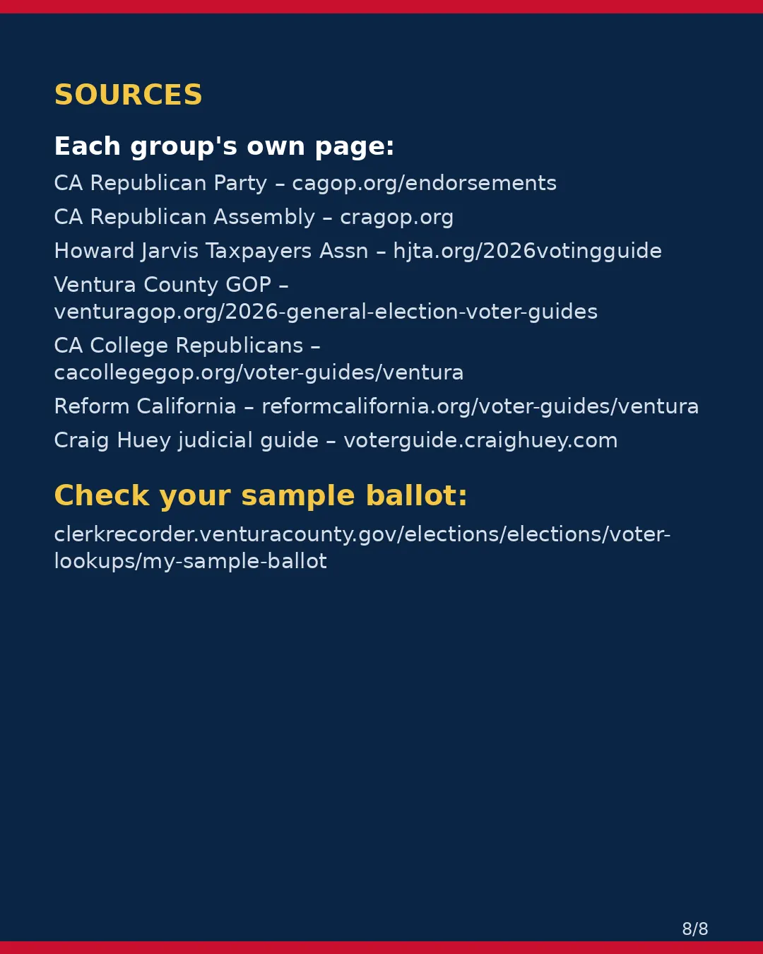 Ventura County, Nov 3, 2026: where conservative groups stand on your ballot. (8/8)