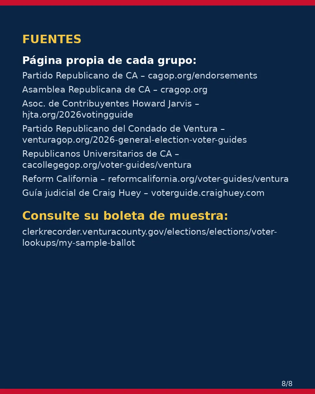 Condado de Ventura, 3 de noviembre de 2026: la postura de los grupos conservadores sobre su boleta. (8/8)
